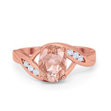 Art Deco Wedding Engagement Ring Oval Round Simulated Cubic Zirconia 925 Sterling Silver