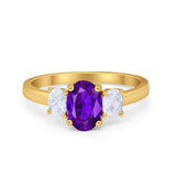Oval Three Stone Wedding Engagement Ring Simulated Cubic Zirconia 925 Sterling Silver