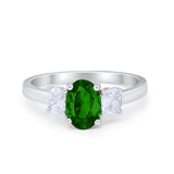 Oval Three Stone Wedding Engagement Ring Simulated Cubic Zirconia 925 Sterling Silver