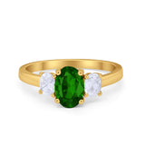 Oval Three Stone Wedding Engagement Ring Simulated Cubic Zirconia 925 Sterling Silver