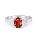 Oval Three Stone Wedding Engagement Ring Simulated Cubic Zirconia 925 Sterling Silver