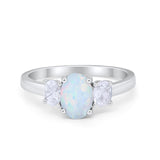 Oval Three Stone Wedding Engagement Ring Simulated Cubic Zirconia 925 Sterling Silver