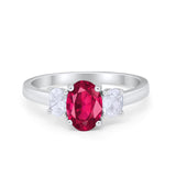 Oval Three Stone Wedding Engagement Ring Simulated Cubic Zirconia 925 Sterling Silver