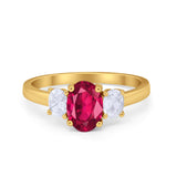 Oval Three Stone Wedding Engagement Ring Simulated Cubic Zirconia 925 Sterling Silver