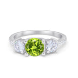 Three Stone Wedding Ring Round Simulated Cubic Zirconia 925 Sterling Silver