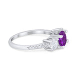 Three Stone Wedding Ring Round Simulated Cubic Zirconia 925 Sterling Silver