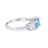 Three Stone Wedding Ring Round Simulated Cubic Zirconia 925 Sterling Silver