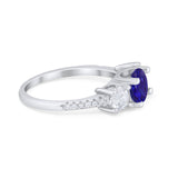 Three Stone Wedding Ring Round Simulated Cubic Zirconia 925 Sterling Silver