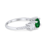 Three Stone Wedding Ring Round Simulated Cubic Zirconia 925 Sterling Silver