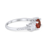 Three Stone Wedding Ring Round Simulated Cubic Zirconia 925 Sterling Silver