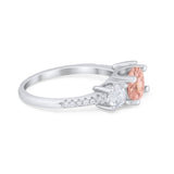 Three Stone Wedding Ring Round Simulated Cubic Zirconia 925 Sterling Silver