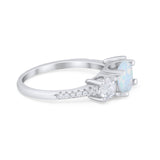 Three Stone Wedding Ring Round Simulated Cubic Zirconia 925 Sterling Silver