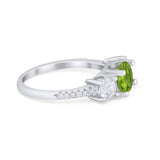Three Stone Wedding Ring Round Simulated Cubic Zirconia 925 Sterling Silver