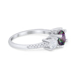 Three Stone Wedding Ring Round Simulated Cubic Zirconia 925 Sterling Silver