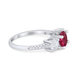Three Stone Wedding Ring Round Simulated Cubic Zirconia 925 Sterling Silver
