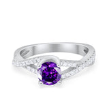 Twist Infinity Shank Ring Round Simulated Cubic Zirconia 925 Sterling Silver