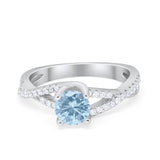 Twist Infinity Shank Ring Round Simulated Cubic Zirconia 925 Sterling Silver