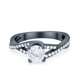 Twist Infinity Shank Ring Round Simulated Cubic Zirconia 925 Sterling Silver