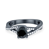 Twist Infinity Shank Ring Round Simulated Cubic Zirconia 925 Sterling Silver