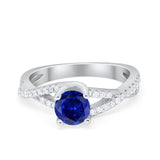 Twist Infinity Shank Ring Round Simulated Cubic Zirconia 925 Sterling Silver