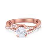 Twist Infinity Shank Ring Round Simulated Cubic Zirconia 925 Sterling Silver