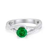 Twist Infinity Shank Ring Round Simulated Cubic Zirconia 925 Sterling Silver