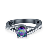 Twist Infinity Shank Ring Round Simulated Cubic Zirconia 925 Sterling Silver