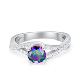 Twist Infinity Shank Ring Round Simulated Cubic Zirconia 925 Sterling Silver
