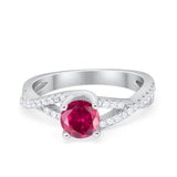 Twist Infinity Shank Ring Round Simulated Cubic Zirconia 925 Sterling Silver