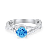 Twist Infinity Shank Ring Round Simulated Cubic Zirconia 925 Sterling Silver