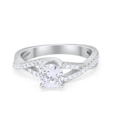 Twist Infinity Shank Ring Round Simulated Cubic Zirconia 925 Sterling Silver