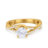 Twist Infinity Shank Ring Round Simulated Cubic Zirconia 925 Sterling Silver