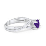 Twist Infinity Shank Ring Round Simulated Cubic Zirconia 925 Sterling Silver