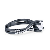 Twist Infinity Shank Ring Round Simulated Cubic Zirconia 925 Sterling Silver