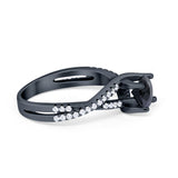 Twist Infinity Shank Ring Round Simulated Cubic Zirconia 925 Sterling Silver