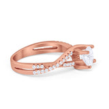 Twist Infinity Shank Ring Round Simulated Cubic Zirconia 925 Sterling Silver