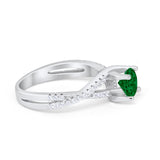 Twist Infinity Shank Ring Round Simulated Cubic Zirconia 925 Sterling Silver