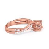 Twist Infinity Shank Ring Round Simulated Cubic Zirconia 925 Sterling Silver