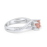Twist Infinity Shank Ring Round Simulated Cubic Zirconia 925 Sterling Silver