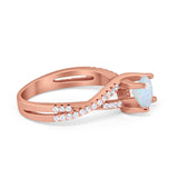 Twist Infinity Shank Ring Round Simulated Cubic Zirconia 925 Sterling Silver