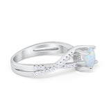 Twist Infinity Shank Ring Round Simulated Cubic Zirconia 925 Sterling Silver