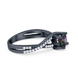 Twist Infinity Shank Ring Round Simulated Cubic Zirconia 925 Sterling Silver