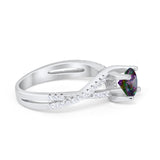 Twist Infinity Shank Ring Round Simulated Cubic Zirconia 925 Sterling Silver