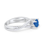 Twist Infinity Shank Ring Round Simulated Cubic Zirconia 925 Sterling Silver