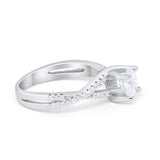 Twist Infinity Shank Ring Round Simulated Cubic Zirconia 925 Sterling Silver