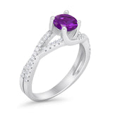 Twist Infinity Shank Ring Round Simulated Cubic Zirconia 925 Sterling Silver