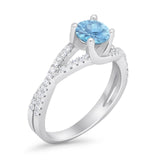 Twist Infinity Shank Ring Round Simulated Cubic Zirconia 925 Sterling Silver