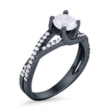 Twist Infinity Shank Ring Round Simulated Cubic Zirconia 925 Sterling Silver