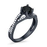 Twist Infinity Shank Ring Round Simulated Cubic Zirconia 925 Sterling Silver