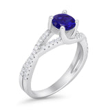Twist Infinity Shank Ring Round Simulated Cubic Zirconia 925 Sterling Silver